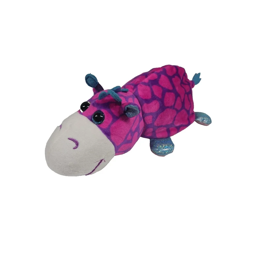 Flip A Zoo 2017 Reversible Purple Stuffed Plush Sequined Hippo Giraffe 14 Inch